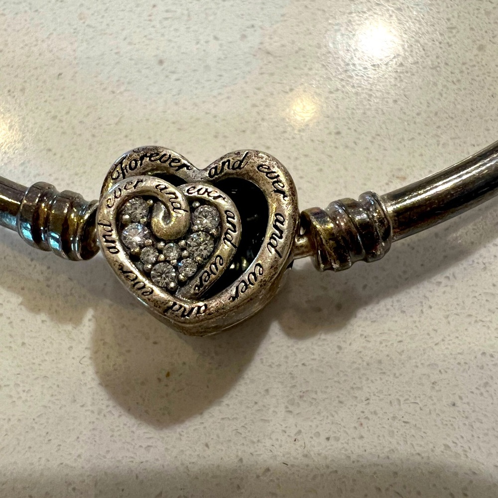 Pandora Entwined Infinite Hearts Bangle Bracelet 925 Sterling Silver ALE